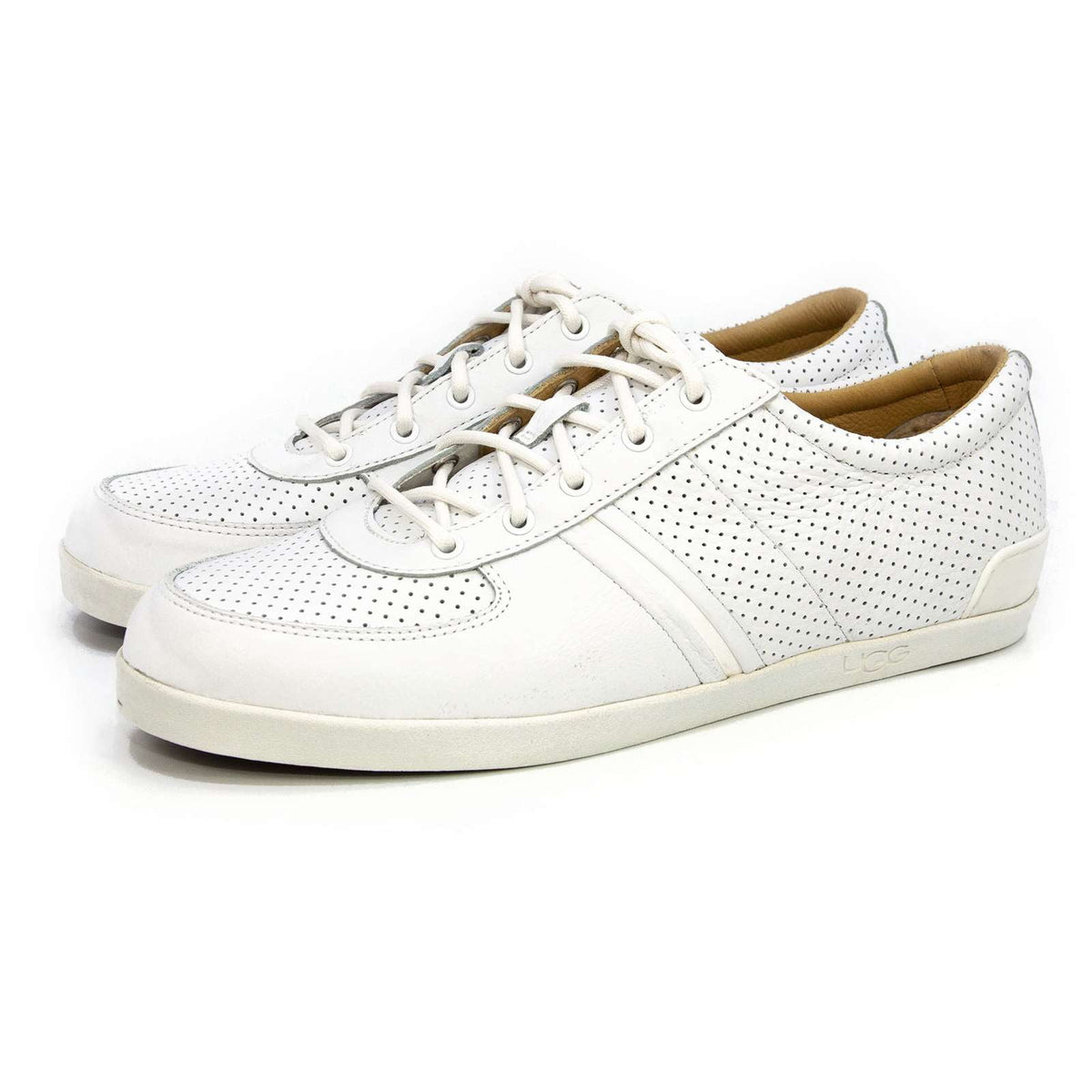 Ugg Men's Brook-Lin Perforated Leather Sneaker, White,9.5 M US