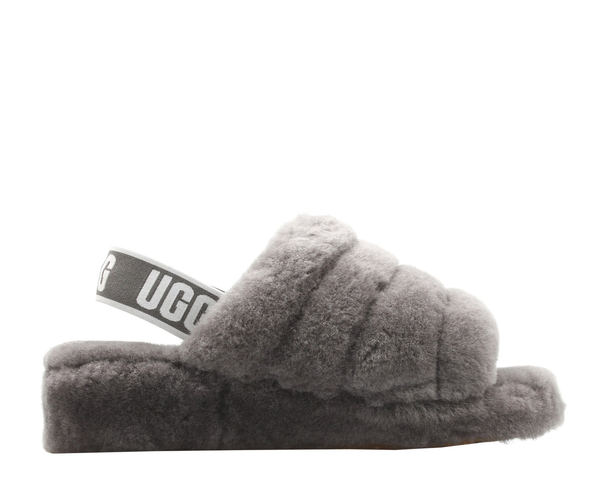 UGG Women's Fluff Yeah Slide in Charcoal, 11 US