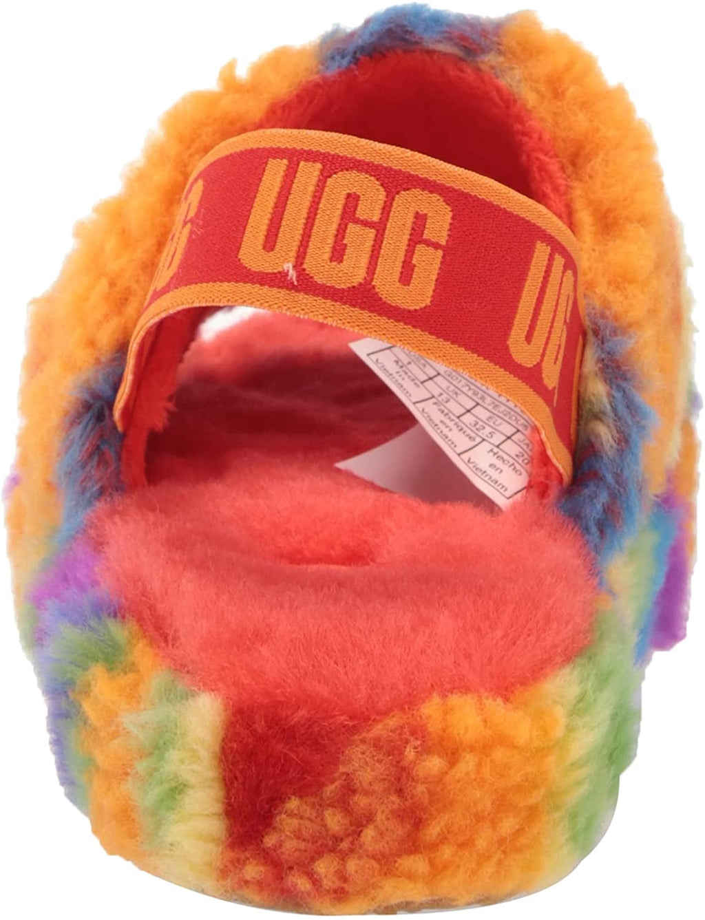 UGG Unisex-Child T Fluff Yeah Slide Cali Collage Slipper Big Kid 8-12 Years 5 Big Kid Rainbow Stripes