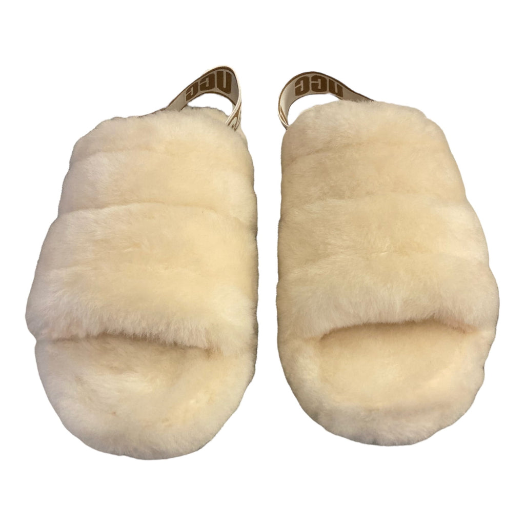 UGG Women's Fluff Yeah Slides Sheepskin Insole & Upper Slippers, 1095119 (Natural, 9)