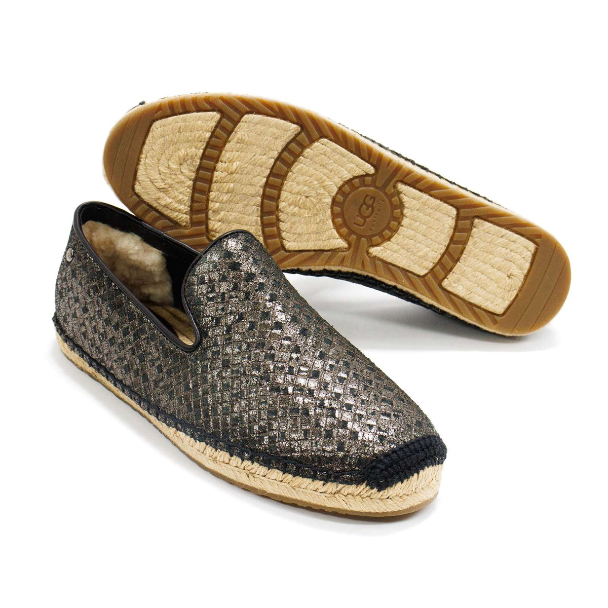 Womens Ugg Sandrinne Metallic Basket Black 1010196-BLK