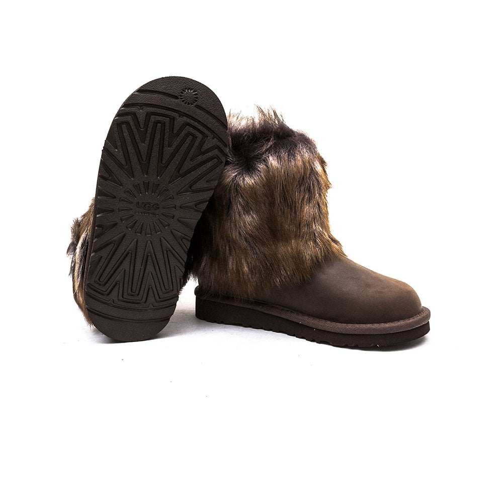 Ugg Kids Ellee Leather Boots Chocolate