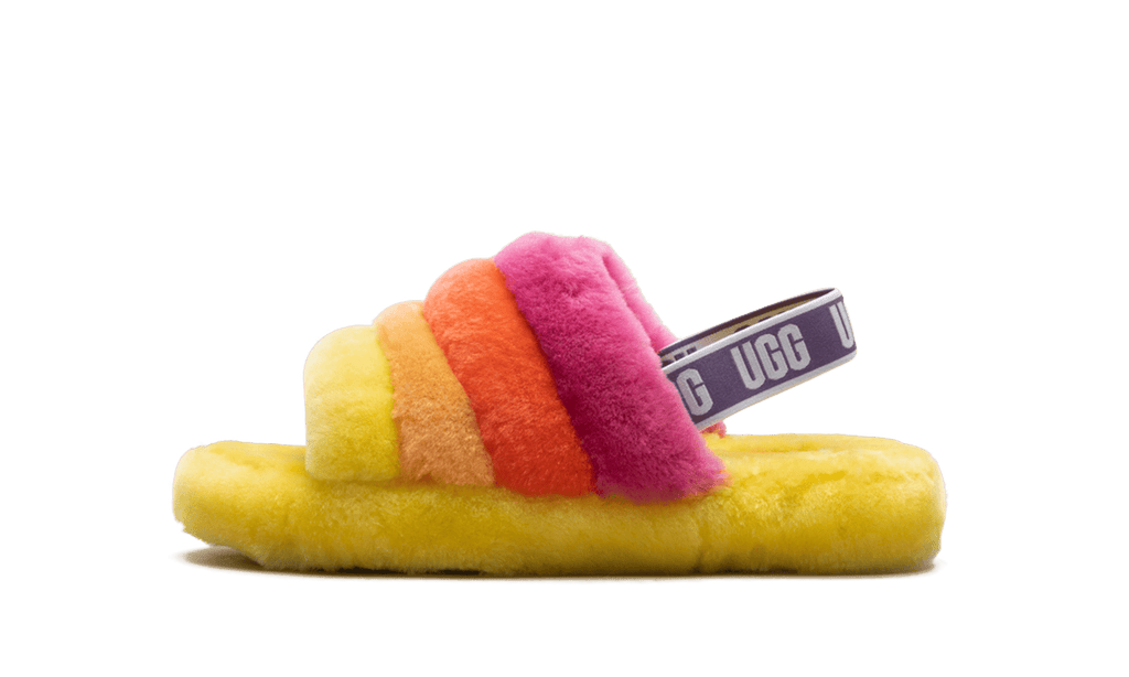 UGG GRADE SCHOOL Fluff Yeah Slide GS "Yellow Rainbow" 1116157K YRNB 1116157K YRNB from Stadium Goods