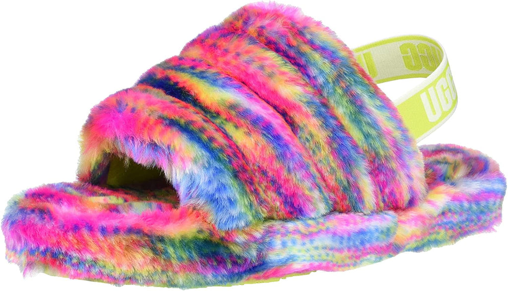 UGG Unisex-Child K Fluff Yeah Pixelate Slipper Big Kid 8-12 Years 6 Big Kid White