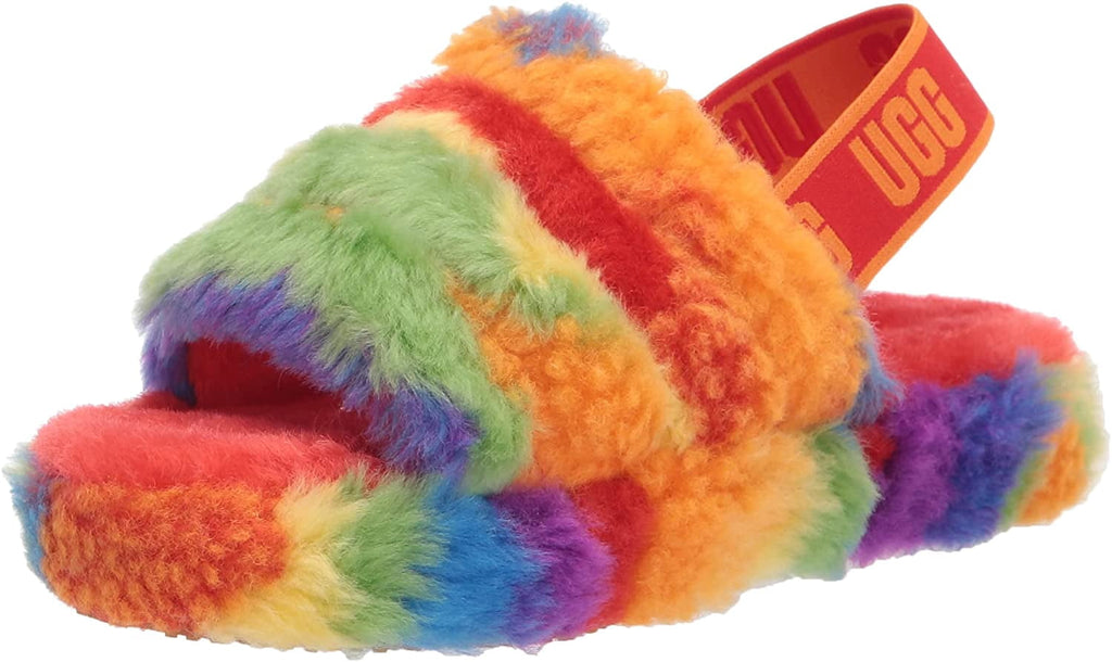 UGG Unisex-Child T Fluff Yeah Slide Cali Collage Slipper Toddler 1-4 Years 8 Toddler Rainbow Stripes