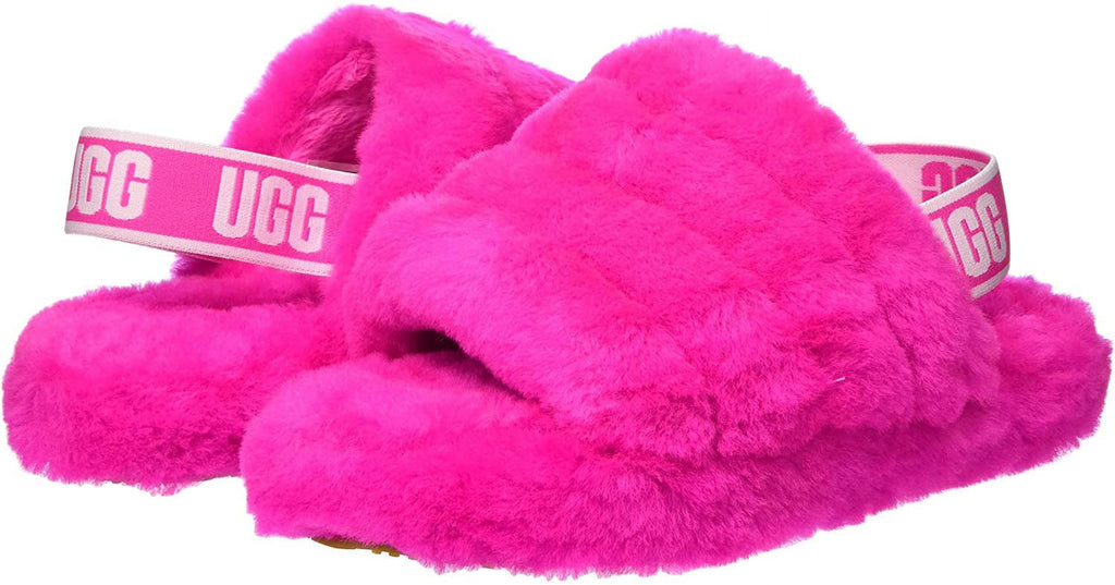 UGG Unisex-Child Fluff Yeah Slide Slipper Big Kid 8-12 Years 6 Big Kid Rock Rose