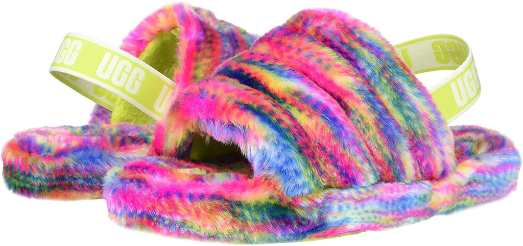 UGG Girls K Fluff Yeah Pixelate Slipper, White, 5 Big Kid
